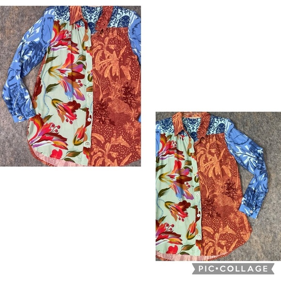 Soft Surroundings Hermosa Chic ColorBlock Floral Sophisticated Tunic Blouse XS - Picture 6 of 14